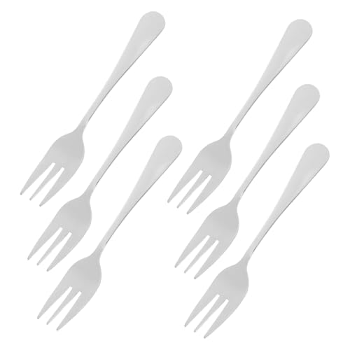STOBAZA 6pcs Stainless Steel Dessert Forks Elegant Finish Cutlery for Salads Appetizers and Cakes Easy to Clean Silverware for Home and Commercial Use