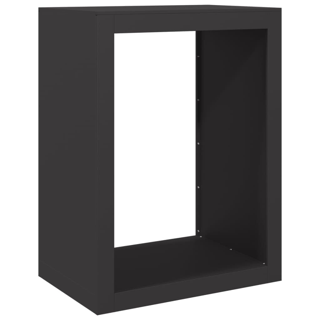 Brennholzregal Schwarz aus Stahl 60 x 40 x 80 cm Kaminholzregal für Wohnzimmer, Ofen, Terrasse und Garten, Holzlager für trockene Ordnung neben dem Kamin