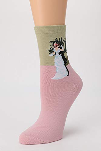 Mirmaru Women’s 4 Pairs Novelty Crew Socks Colorful, Crazy, Funny, Casual, Famous Painting Art Printed Cotton Socks (W-L-172) #TOP4