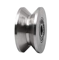 Chiloskit Schwerlast-Türrad, 6,9 cm, 304 Edelstahl, Schiebetorrollenlager, V-Nut-Führung, Riemenscheibe, Schienenschiene, starre Lenkrolle zum Heben von Schwingschiebetor