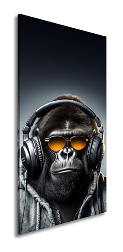 WTD - Lienzo decorativo (60 x 30 cm), diseño de gorila con gafas de sol, latidos y attitud, tamaño XXL