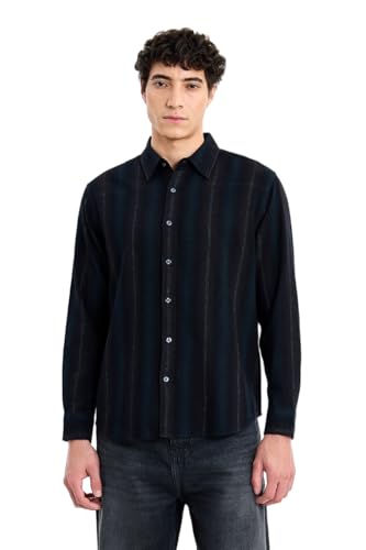 Image of SNITCH Men Casual Shirt | Regular Fit Full Sleeve Point Collar Striped Pattern | 100% Breathable Cotton Fabric for Smart Casual
