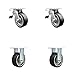 Rubber on Aluminum Swivel Top Plate Caster Set of 4 w/5" x 2" Black Wheels - Includes 2 Swivel with Total Lock Brakes & 2 Rigid - 2000 lbs Total Capacity - Service Caster Brand