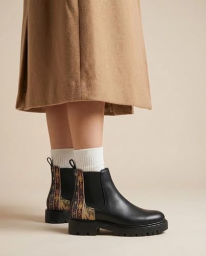 Image of Big Fox Printed Mid Top Chelsea Boots For Woman