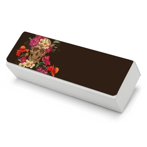 JiuPopular Funda para lentes, diseño floral de calavera de azúcar para el Día de los Muertos, funda para gafas de sol para hombres y mujeres, viajes, trabajo