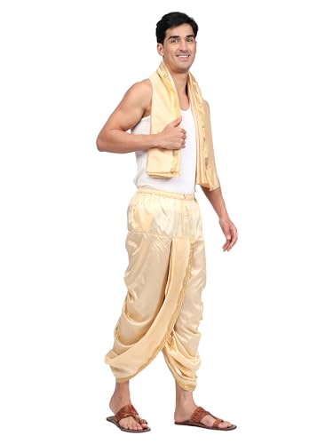 Image of Rameshwaram Fabrics Mens Ready to Wear Silk Dhoti with Angwastra Set - Pocket Dhothi