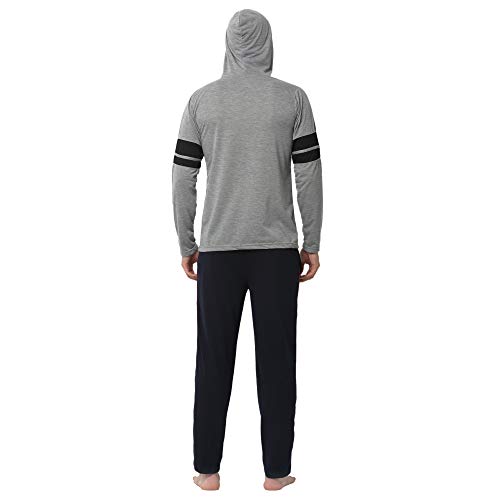 Image of Mack Jonney Cotton Blend Night Suit Co-ord Set for Men with Hodded Full Sleeve T-Shirt and Track Pant-VJ-MNS-TTP-GROUP21