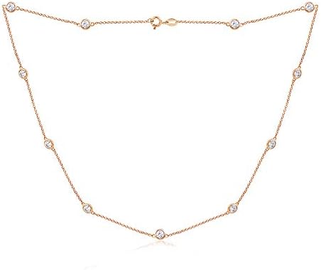 Amazon Collection Platinum or Gold Plated Sterling Silver Station Necklace made with Infinite Elements Zirconia