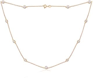 Amazon Collection Platinum or Gold Plated Sterling Silver Station Necklace made with Infinite Elements Zirconia