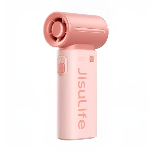 Image of JISULIFE Portable Handheld Fan Life9, Turbo Power High Speed Air [12H Max Cooling Time], 5 Gear Wind, 3600mAh Rechargeable, Mini Pocket Design, Personal Fan for Travel Concerts Camping Makeup - Pink