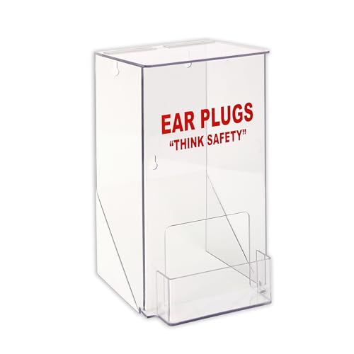 Windy City Cabinet Ear Plug Dispenser - Table Top or Wall Mount - Holds 100 Pairs - Hinged Top & Front Pocket - Durable PETG Plastic - Shatter-Resistant PPE Box - Made in USA