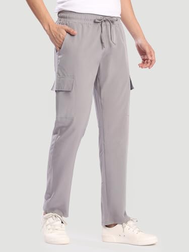 Image of BENE KLEED Men's Solid Polyester Cargo Trousers | Classic Style | Full Length | Straight Fit