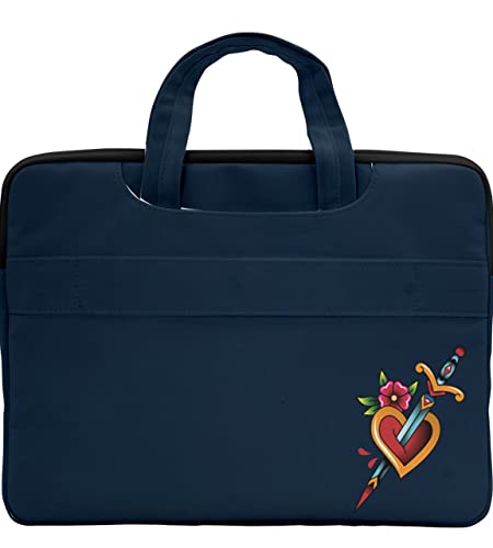 Funda para portátil unisex con estampado corazones azul oscuro miniatura 2