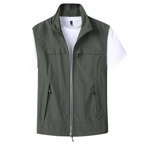 Mens Vest Lightweight Summer Casual Travel Hiking Outdoor Utility Work Plus Size Sleeveless Zip up Vest with Pockets
