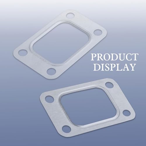 Image of 2 PCS Car T3 Turbine Flange Gasket, 4.2 inch X 2.5 inch 4-Hole Stainless Metal Turb Washer, Automotive Replacement Turbocharger Gaskets, Universal for T3 T34 T35 T38 GT35 GT35R Cars (Silver)