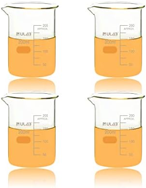 ULAB Scientific Glass Beaker Set, 3 Sizes 50ml 100ml 250ml, 3.3 Boro Griffin Low Form with Printed Graduation, UBG1001