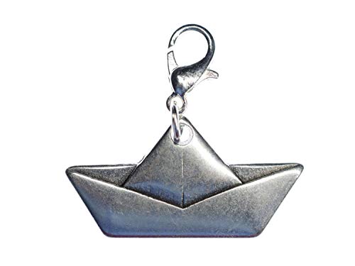 Miniblings Papierschiff Origami Segelschiff Boot Charm Schiff Segelbott Segeln - Handmade Modeschmuck I Kettenanhänger versilbert - Bettelanhänger Bettelarmband - Anhänger für Armband