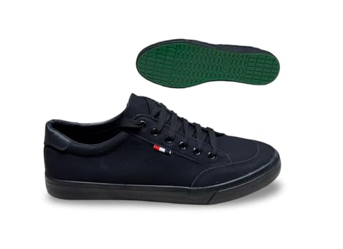 Image of Classic Canvas Sneakers, Casual Lace-Up Shoes with Green Sole, Unisex Fashion Trainers Shoes