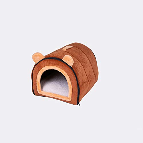 Botocoo ペットハウス 犬小屋 猫用ハウス 犬用ベッド 室内用 ドーム型おしゃれ ペットハウス ジッパー 手持ち付き 取り外し可能 犬 ベッド 通年 洗濯 保温防寒 ドッグハウス(S,ブラウン)