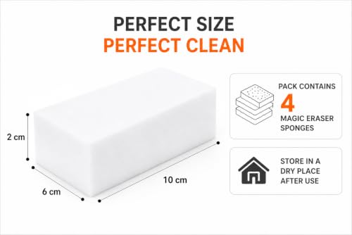 Image of Magic Eraser Sponge for Wall Cleaning, 4 Pcs - Multipurpose Use