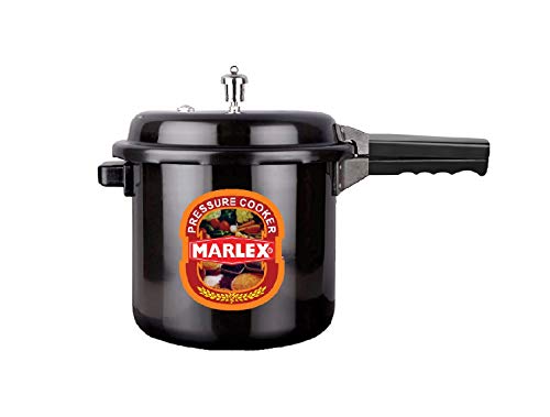 Image of Marlex Regular Premium Outer Lid Hard Anodized Aluminium Pressure Cooker, Black (7.5 Liters)