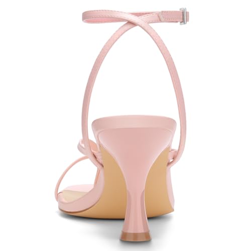 Image of Carcuume Womens Kitten Heels Square Toe Thong Strappy Ankle Strap Stiletto Heel Sandals