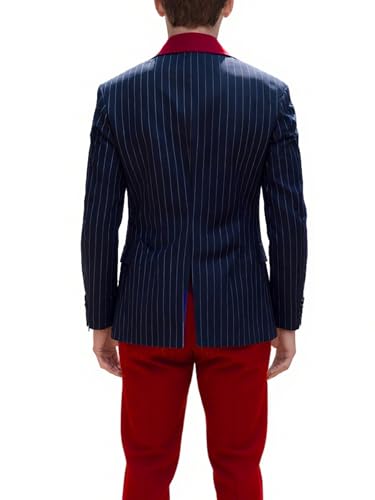 Tuxedo for Men Slim Fit 2 Pieces Peaked Lapel Stripe Suits Blazer Pants Prom Party Banquet Business2