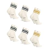 [DANISH ENDURANCE] テニスクルーソックス スポーツ 靴下 トレーニング, マルチカラー（2ｘオフホワイト/ダークグリーン、2ｘオフホワイト/ネイビー、2ｘオフホワイト/マスタード）, 22.0 cm - 24.5 cm