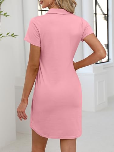 Image of ANRABESS Women Mini T Shirt Dress, V Neck Short Sleeve with Pockets, Soft Medium Stretch Trendy Summer Casual Beach Vacation