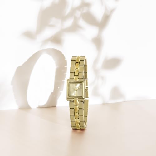 Image of Sonata Poze 8 Quartz Analog with Gold Dial IPG Alloy Strap Watch for Women - SP80171YM01W