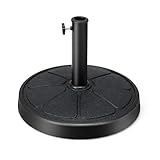 GOPLUS Sonnenschirmständer, Schirmständer für Schirmstöcke 38mm / 48mm, Sonnenschirm Ständer φ 45cm, Sonnenschirm Fuß 14kg, Marktschirmständer aus Harz & Edelstahlrohr, Balkonschirmständer schwarz