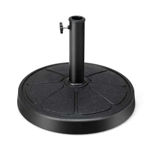 GOPLUS Sonnenschirmständer, Schirmständer für Schirmstöcke 38mm / 48mm, Sonnenschirm Ständer φ 45cm, Sonnenschirm Fuß 14kg, Marktschirmständer aus Harz & Edelstahlrohr, Balkonschirmständer schwarz