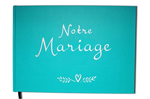 UTTSCHEID Livre d'or Mariage - 100 Pages Couverture Mate - A4 Paysage - Album - Qualité Premium Bleu Calanque