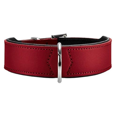 HUNTER Hundehalsband BASIC, Farbe: schwarz, Pflegeleichtes Spaltleder, Raffinierte Nahtführung, Dezentes Design, Größe: 65
