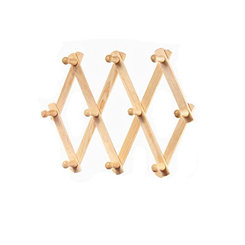 YUEMING Cintre rétractable Porte manteau mural Extensible en Bois 10 Peg Pinces à Linge Vertical Wallmount Manteau Hat Chiffon Rack de Stockage