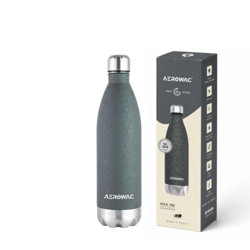 Image of 304 Stainless Steel Viva Insulated Flask 750ml | Hot & Cold 24 Hours | Double Wall, Lightweight, Leak Proof, BPA-Free Bottle | Ideal for Office, Gym, School & Travel (Dark Grey, Pack of 1)