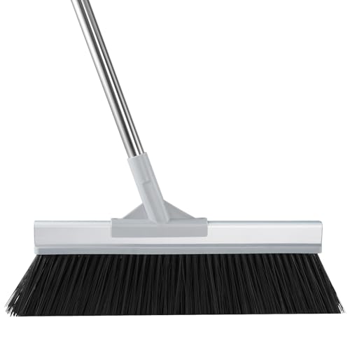 Keyloland 18 Extra Wide Heavy Duty Broom Aluminum Reinforced Commercial Broom for Driveway and Garage 60 Adjustable Handle 29% More Sweeping Area for Concrete Patios Decks Workshops