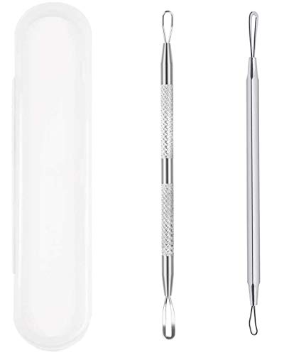 Professional Blackhead And Blemish Remover - Pimple Comedone Removal 2-In-1 Extractor Tool, 2 Piece Set With Storage Box