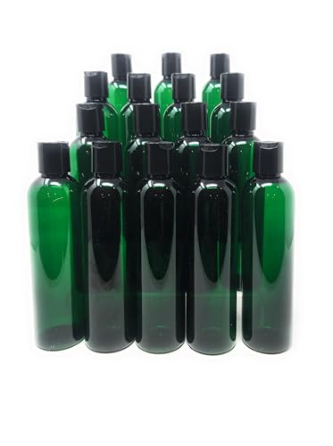 Bwana Butter Green PET Cosmo Bottles 8 oz. with Dispensing Caps & Protective Liner, Set of 16