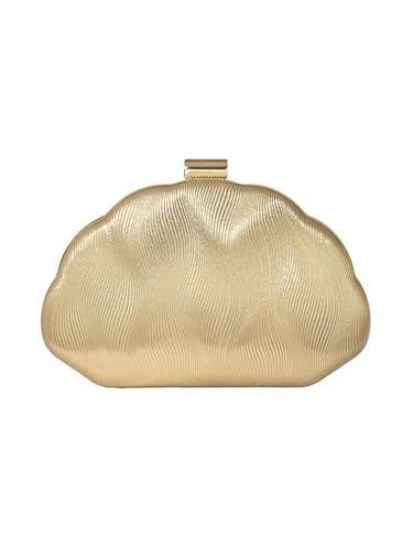 Verdusa Womens Clutch Purses Seashell Shaped Evening Handbag Metallic Chain Strap Mini Crossbody Purse Gold One Size