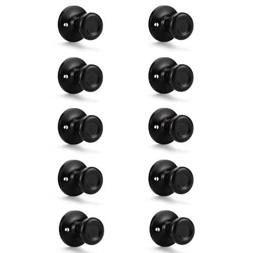 KNOBWELL 10 Pack Matte Black Tulip Modern Dummy Door Knobs, Individual Non-Turning Single Side Closet Door Knob for Hallway