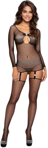 Image of ToBeInStyle Women's Long Sleeve Bodystocking Bodysuit Lingerie Regular & Plus Sizes
