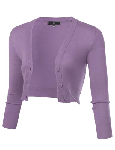 Image of Allsense Women's Cropped Bolero Shrug Cardigan | 3 /4 Sleeve, Button Down, Lightweight Knit Sweater