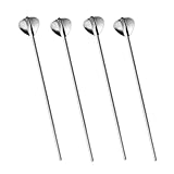 UTHCLO 4 piezas Cucharas Pajita para Postres de Acero Inoxidable Cucharas Reutilizables para Bebidas y Comer Helados y Frutas Casa Reutilizable