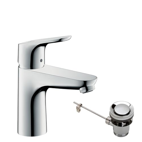 hansgrohe Focus - Mitigeur de lavabo sans tirette ni vidage, économie d'énergie (CoolStart), Robinet de salle de bain avec hauteur sous bec 94 mm, économie...
