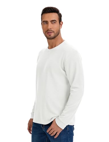 Image of 3 Pack Mens Waffle Shirts Long Sleeve Casual T-Shirt | Lightweight, Regular Fit, Waffle Knit, Crew Neck, Stylish Design, Pullover Top, Work, Daily