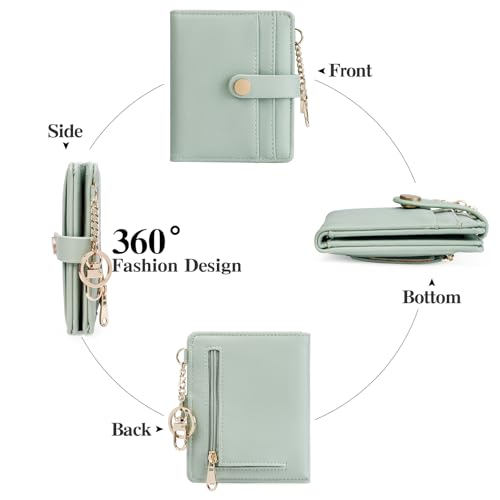 Image of Small Wallet Women Slim Bifold RFID Blocking PU Leather Card Holder Wallets with Change Pocket ID Window
