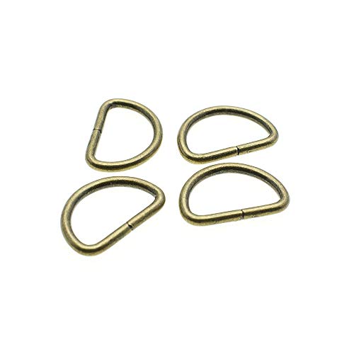 50pcs/Pack 3/4 inch Metal D Ring Semi-Circular Non Welded Nickel Plated for Hardware Bags Ring Hand DIY Accessories(Antique Brass, Webbing Size 20mm)
