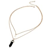 Kercisbeauty Black Crystal Necklace Gold Choker with Moon Pendant Double Layer Necklace for Women and Girls Boho Jewelry for Party(Black)