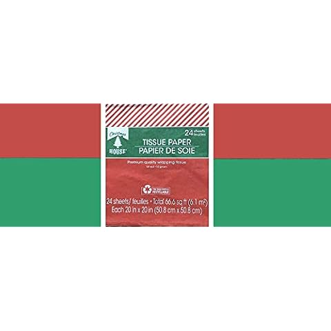24 Red & Green Christmas Tissue Paper (Solid Colors) Cover